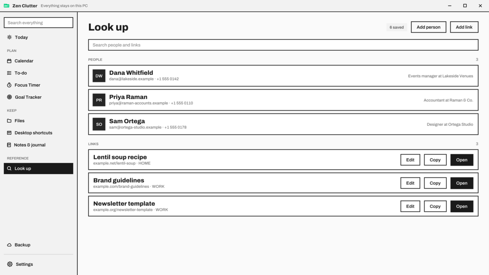 Look up: people and links on one screen